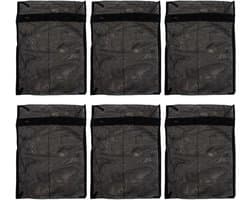 Zwarte Mesh Waszakken 30 x 40 cm voor Lingerie en Sokken - Set van 6, Geschikt voor Wasmachine en Reizen