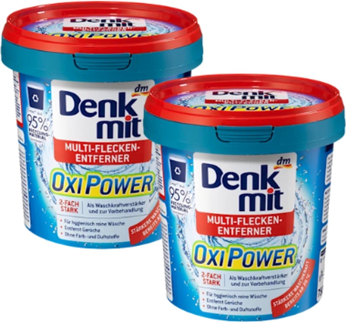 Denkmit Oxi Power Vlekkenverwijderaar - Multipack | 2x750 g - Set van 2 Potten | Tegen hardnekkige vlekken — afbeelding 1
