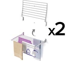 2x Foxydry Fold 82 cm wasdroogrek wandmontage clicksysteem - 82 x 50 x 10 cm