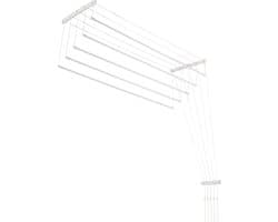KADAX Plafondwasdroger, wasdroger voor het plafond met 5 stangen, wanddroger met stalen spijlen, plafonddroger, draagvermogen tot 10 kg (wit/110 cm)