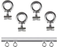 Allecto Plus - Voortentstopper van roestvrij staal 304 voor caravanluifels - 4 stuks met blokkeerkit