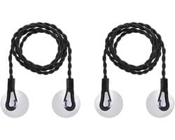 Reiswaslijn - 2 stuks - Uitschuifbare waslijn - Draagbare elastische waslijn - Winddichte hanger voor buiten kamperen - Waslijn - Onzichtbare waslijn - Binnenhuis kamperen en reizen - 1.5 m - Zwart
