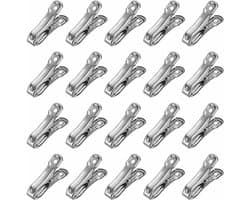 20 stuks - RVS klem - Handdoekklem - wasknijper - strandhanddoek Klem - klemmen met 2 cm openen - Voor kasplantenafdekkingen, tuinschaduwdoeken, Strandlaken, wasknijpers en dekbedden - 5.5*2.3 cm