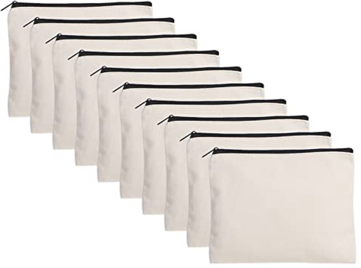 Zipper Fabric Bags - Set van 10 Lege Canvas Tassen voor Creatieve Projecten en Organisatie - 13x10cm — afbeelding 1