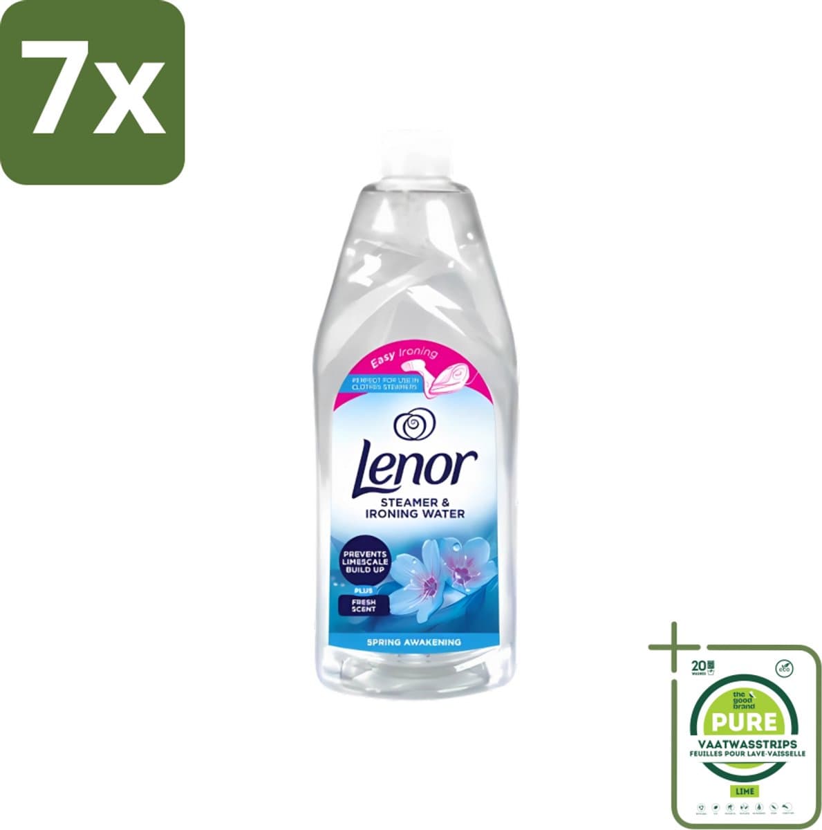 7 x Lenor - Strijkwater - Spring Awakening - Textielverfrisser - 1000 ml - Grootverpakking - Lenor Strijkwater - Textielverfrisser - Frisse Geur - Soepel Gestreken - Bloemige Geur — afbeelding 1