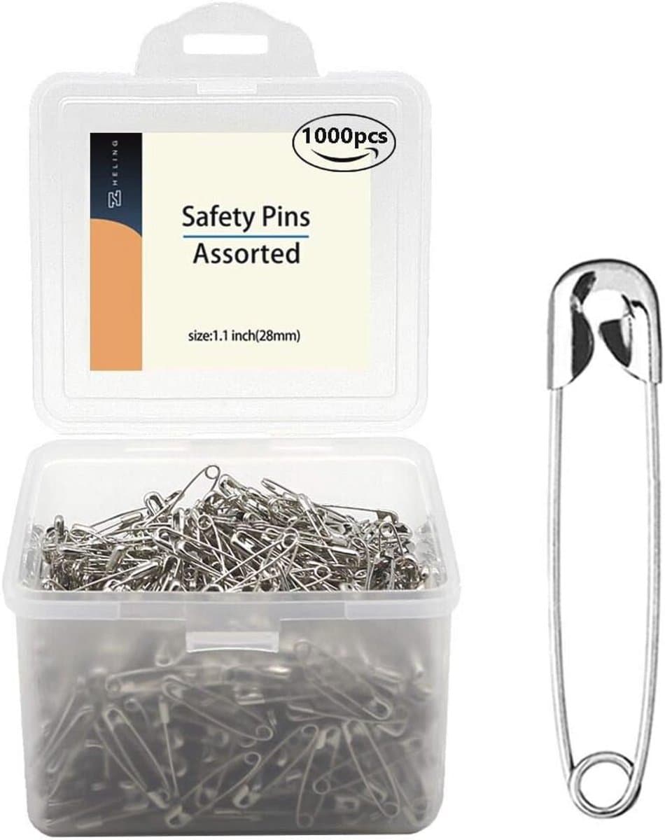 1000 Veiligheidsspelden - Multifuntionele Naaispen en Kleding Clips - 28mm Decoratieve Naaigerei — afbeelding 1