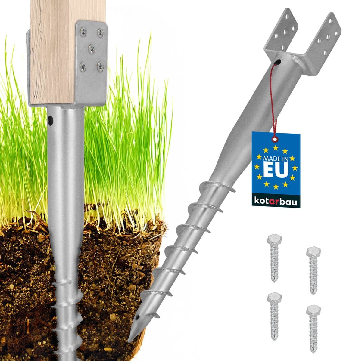 Kotarbau - Grondanker - 91x710 mm - Verzinkt Staal - Eenvoudige Installatie — afbeelding 1