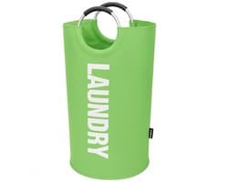 BOTC Wasmand - Waszak - Laundry basket - Wassorteerder - 38x63 cm - waszak vouwbaar - draagbaar wasbox - Groen