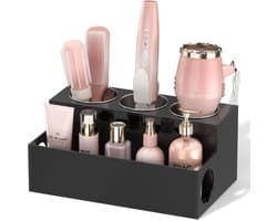 Famanu – Vrijstaande organizer voor haardroger en stylingtools, afneembaar acryl, zwart — afbeelding 1