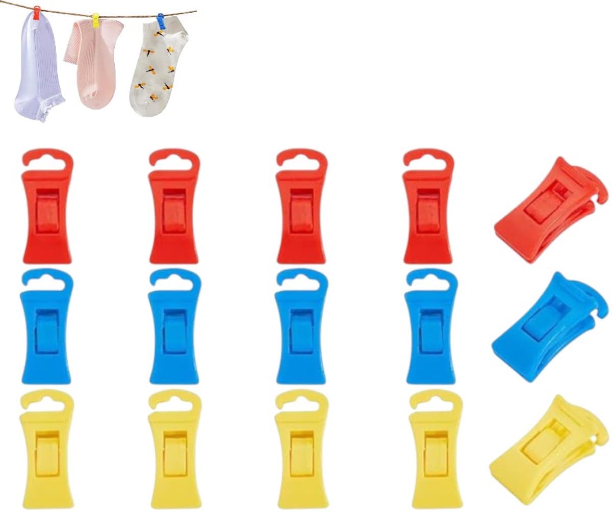 15 stuks - Antislip waslijnknijpers - Waslijnknijpers - Sokkenklemmen - Sokkenklemmen voor wasmachine en droger - Blauw - okkenhouders en sokkenclips - Sokkenklemmen voor wasgoed — afbeelding 1