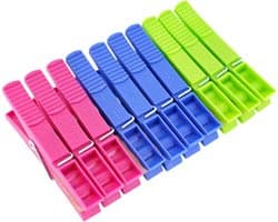 Kunststof Wasknijpers - 20 stuks - 8,9 x 1,2 cm - Verkrijgbaar in Meerdere Kleuren - Grote en Robuuste Wasknijpers
