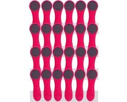 24 Wasknijpers met Zachte Softgrip Klemmen - Roestvrij Staal Drukveren - Roze Donkergrijs