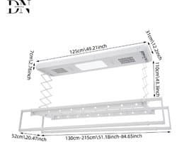 Deniva - Droogrek - Elektrische Droogrek - Intrekbaar - Afstandsbediening - 125×31 cm - Plafond - Uitschuifbaar Droogrek - 22,4 KG