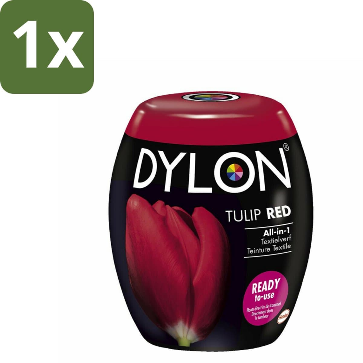 1 x DYLON – Textielverf Pods – Tulip Red – 350 g - Textielverf - Wasmachineverf - Kleurtextiel - Tulip Red - Textielverf Pod — afbeelding 1