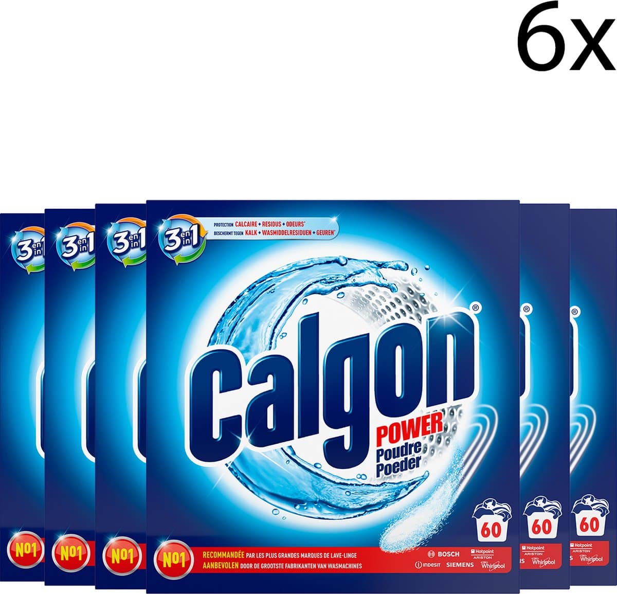 Calgon 3 in 1 Power Poeder Wasmachine Reiniger en Anti kalk - 60 Doseringen x6 — afbeelding 1