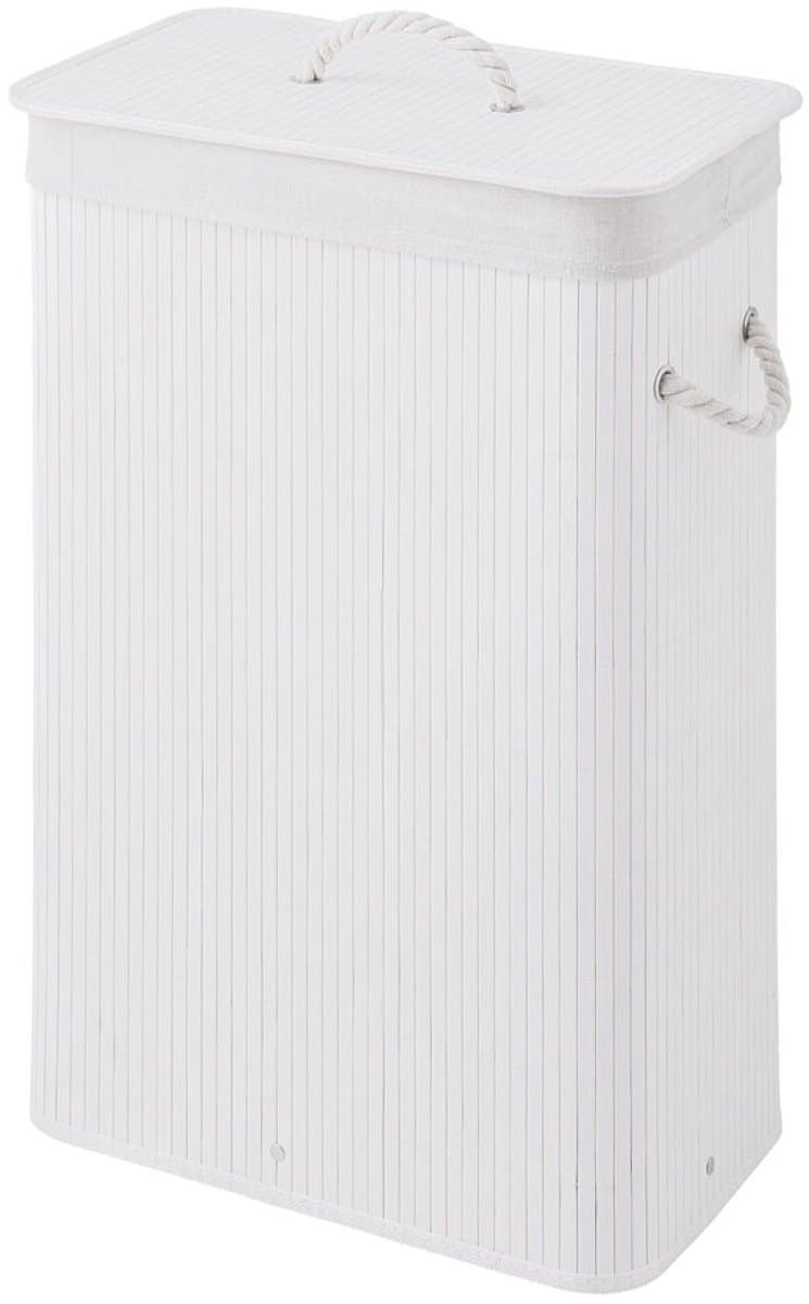 Sealskin Bamboo – Bamboe Wasmand met Deksel - Wasbare katoenen waszak - Handvatten - 56 Liter – afmetingen 60 x 40 x 23,5 cm - Wit — afbeelding 1