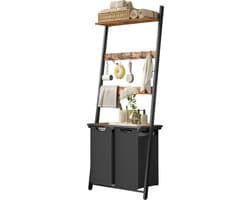 Jessi Store - Wasmand - Wassorteerder - Wasgoedopberger - Met handdoekladder - 2 vakken totaal 92L - Met opbergplank - 73x33x177cm