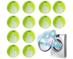Verpakking van 24 herbruikbare nylon shampooballen voor huisdierharen, geschikt voor de wasmachine en droger, verwijdert katten- en hondenhaar, beschermt kleding en is milieuvriendelijk.