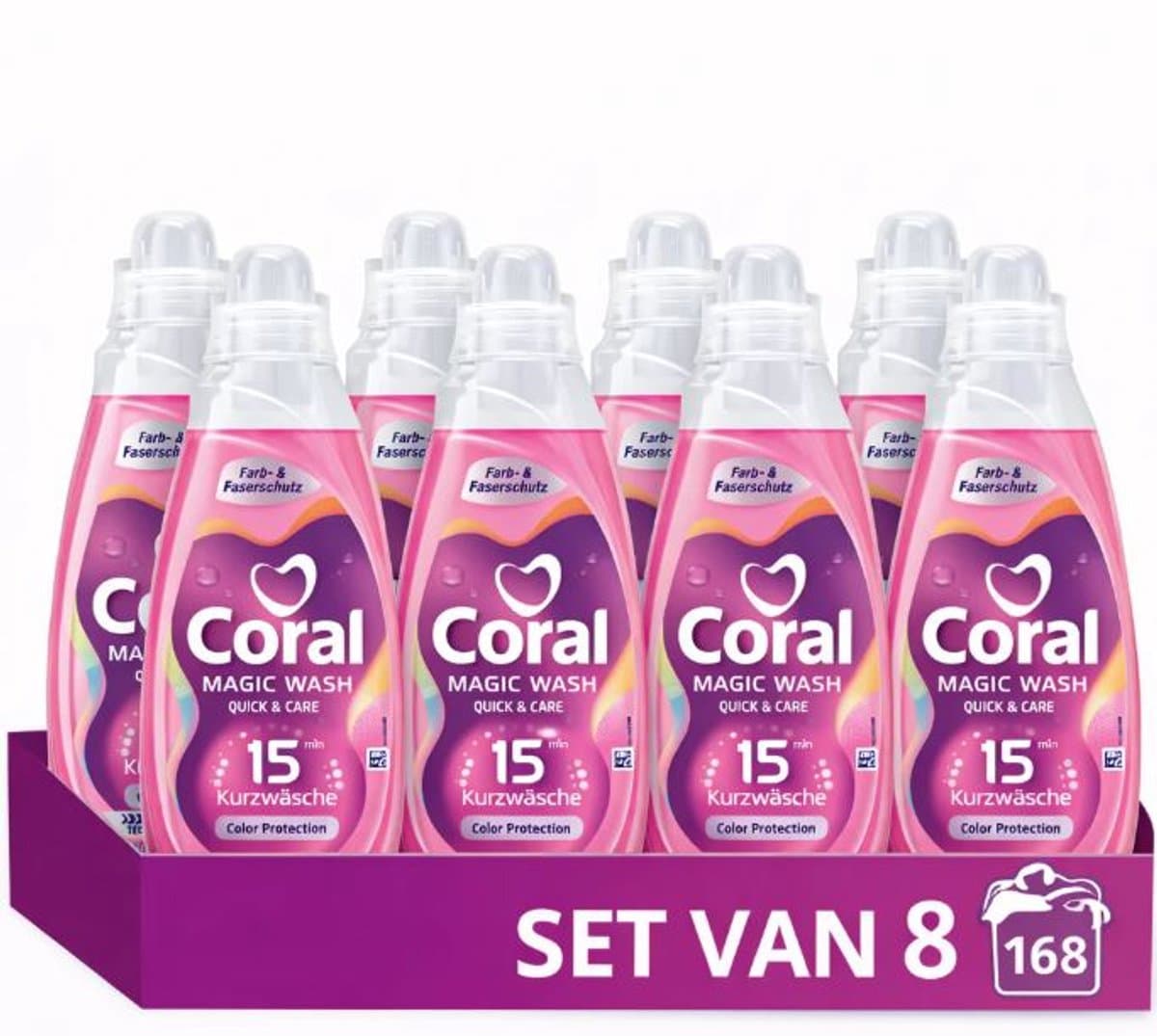 Coral Quickwash Vloeibaar Wasmiddel - Sunset Bloom - voor korte wasprogramma's - Voordeelverpakking - 8 x 21 Wasbeurten — afbeelding 1