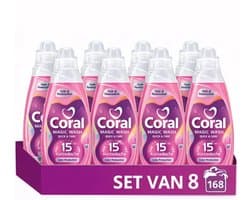 Coral Quickwash Vloeibaar Wasmiddel - Sunset Bloom - voor korte wasprogramma's - Voordeelverpakking - 8 x 21 Wasbeurten