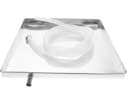 Airco Lekbak - Wateropvangbak Condensaat - Voorkom Lekkage - Inclusief Afvoerbuis - 40x40x3.5cm - Zilver