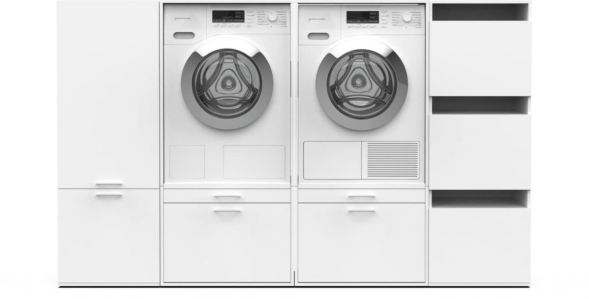 Washcab® Wasmachine Kast - Wasmachine Verhoger - Wasmachine Ombouw - Wit - Duo Set Low 5 — afbeelding 1