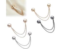 4-delige magnetische kledingclip met ketting - broekklem - broekclip - manchetclip - broekspijpclip - kleding clips - voor het vastzetten van mouwen, broeken en overhemdmanchetten - legering - goud/roségoud/zilver/antracietzwart