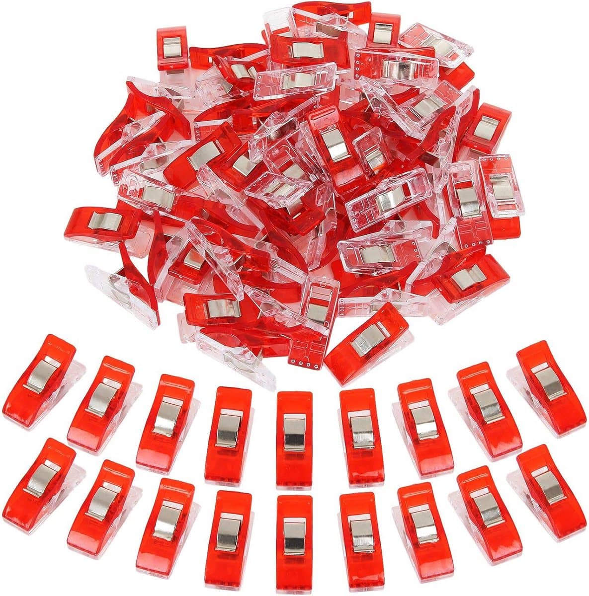 Naaiclips Stof - Quiltklemmen Hobby - Handwerken Naaien - 200 Stuks Set - 27x11x15 mm - Rood — afbeelding 1