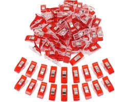 Naaiclips Stof - Quiltklemmen Hobby - Handwerken Naaien - 200 Stuks Set - 27x11x15 mm - Rood