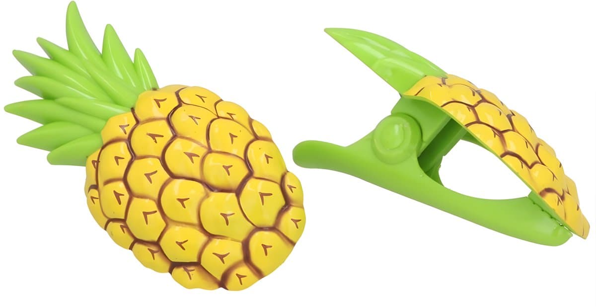 Gerimport Handdoekknijpers - 2x - geel - ananas - handdoekklem - kunststof — afbeelding 1