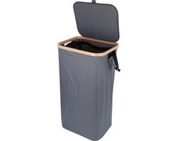 Wasmand met Deksel – Opvouwbare Wasmand – Wasbox 100L – Wassorteerder met Binnenzak – Zwart – Voor Badkamer, Slaapkamer en Wasruimte — afbeelding 1
