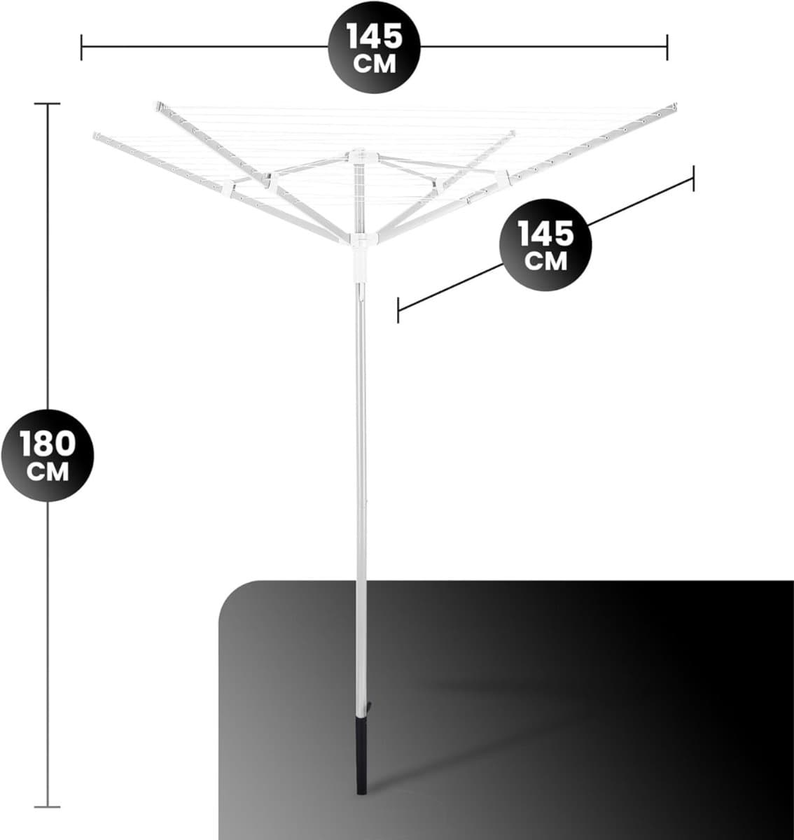 MKSS® Droogmolen met Voet voor Camping & Thuis - Wasrek Staand - Droogrek Inklapbaar - Wit — afbeelding 1