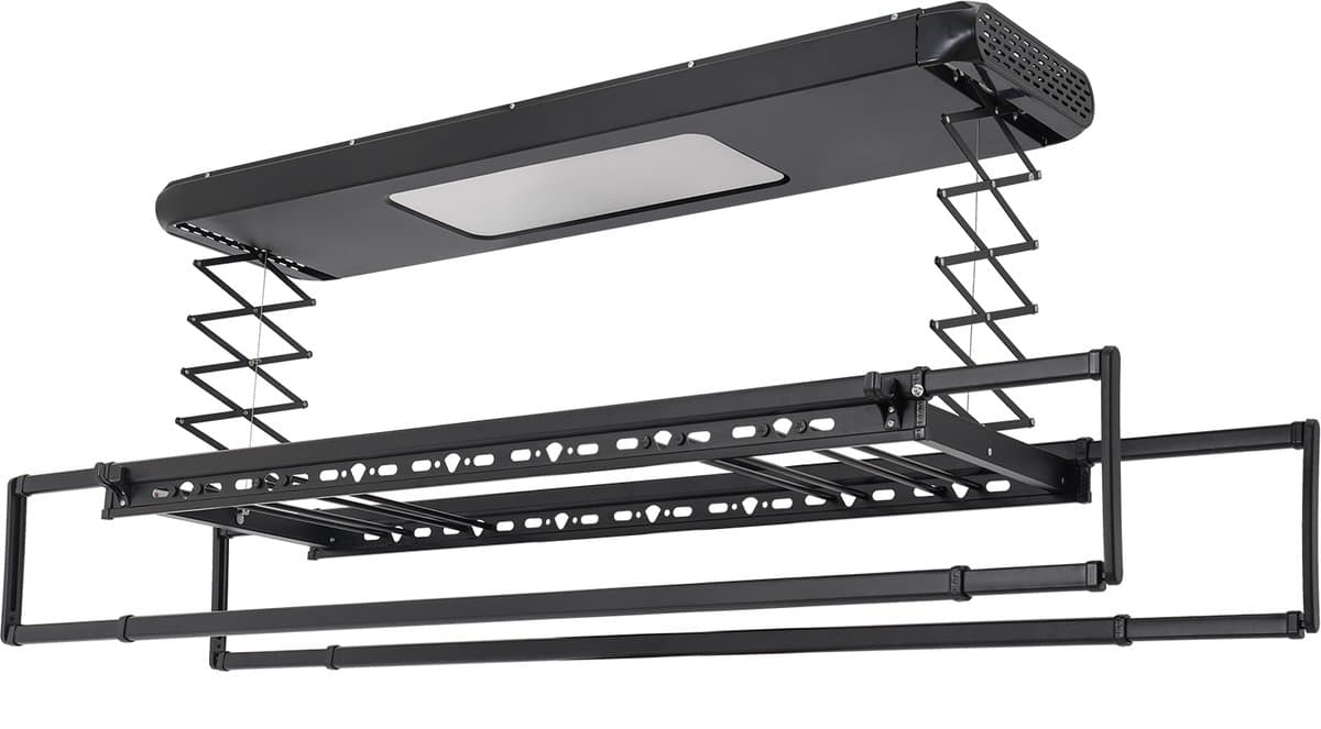 JAQZY Wasdroger - Elektrisch - Bevestiging aan Plafond - Met Afstandsbediening - LED Verlichting - Telescopisch - Gemakkelijk — afbeelding 1