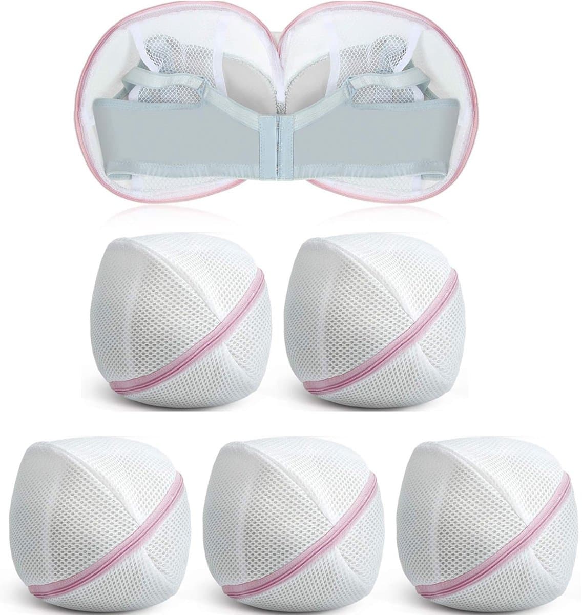 longziming -Set van 6 Waszakken voor Bh's met Ritssluiting - Mesh Ondergoed- en Lingerie Bag (20 cm, Roze) — afbeelding 1