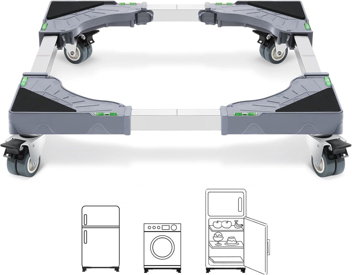Wasmachine Verhoger - Wasmachine Opbouwmeubel - Wasmachine Sokkel - Anti Slip & Verstelbaar - Ook voor Droger, Koelkast en Vriezer - 200 Kg Draagkracht - 4 Vergrendelbare Wielen - Hoogte 11cm - van Imperatoris — afbeelding 1