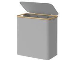 SONGMICS - Wasmand - Wasmand met 3 Vakken - Opvouwbaar met Deksel - Afneembare Waszak