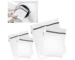 4 stuks Waszak van mesh (2+2)- ritssluiting - waszak voor lingerie - beschermzak voor kleding - 30*40cm-40*50cm - geschikt voor het wassen van delicate kleding, voor thuisgebruik - wit
