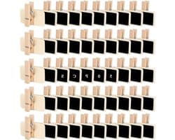 Inovra Plus - Decoratieve houten knijpers - Set van 50 - Mini-schoolbord voor foto's en prijskaartjes - Feest- en levensmiddelenetiketten