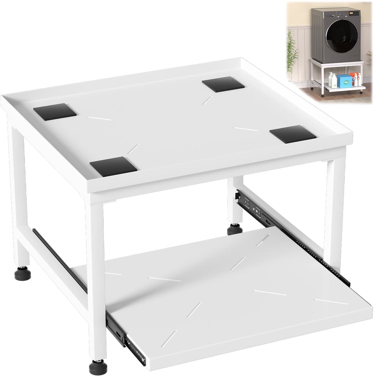 Wasmachine Verhoger - Wasmachine opbouwmeubel - Wasmachine Sokkel - 200 kg belastbaar - 63x54x45.5cm - Wit — afbeelding 1