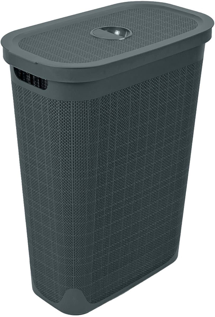 Wasmand 'Hessian' - Deksel - 40 Liter - Box - Antraciet - Ventilerend — afbeelding 1