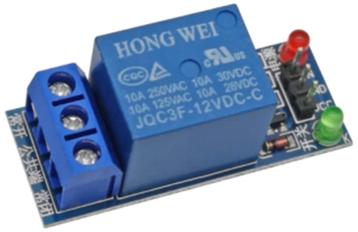 1-Kanaals 12V KF-301 Relais module – Low-Level Trigger – Compatibel met Arduino en Raspberry Relay — afbeelding 1