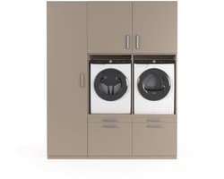 Wasophoogte® Wasmachine Kast Stockholm - Wasmachine verhoger - Wasmachine ombouw - 700(D)*1930(B)*2350(H) mm - Taupe