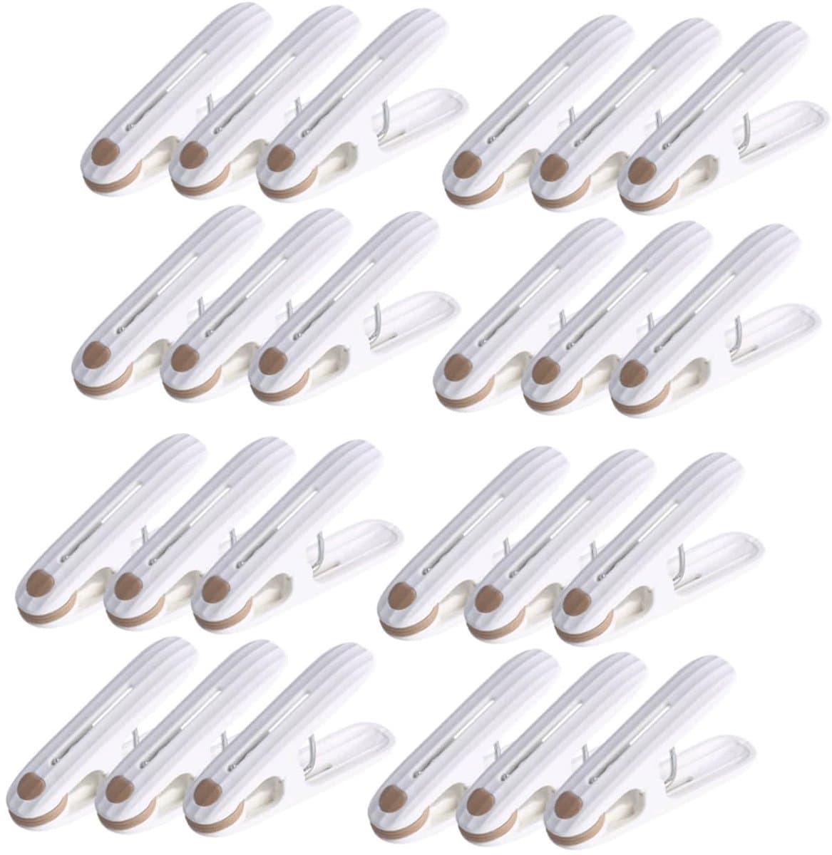 Verpakking van 24 plastic wasknijpers - Stevige wasknijpers voor de was - Wasknijpers van 2,36 inch - Wasknijpers met een ontwerp zonder markering - Winddichte wasknijpers - Voor het ophangen van kleding, sokken, handdoeken en snacks (kaki) — afbeelding 1