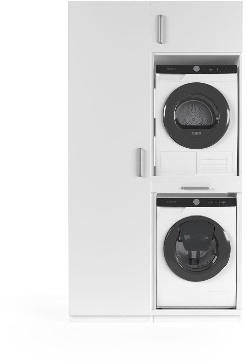 Wasophoogte® Wasmachine Kast Paris - Wasmachine verhoger - Wasmachine ombouw - 700(D)*1265(B)*2350(H) mm - Wit — afbeelding 1