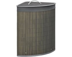 HOMCOM-Wäschekorb-Bambus-38L x 38B x 57H cm-Grau