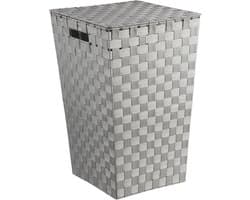 5Five Wasmand gevlochten Rotan - grijs - 57 liter - 33 x 33 x 53 cm - met deksel