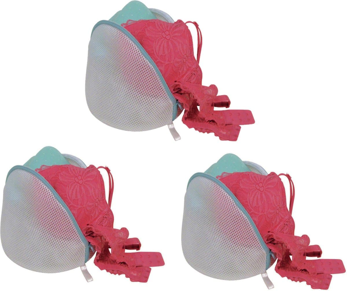 MSV Waszak voor delicaat wasgoed - 3x - lingerie/bh waszak - wit - 11 x 18 x 13 cm — afbeelding 1