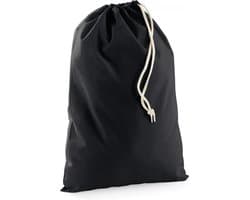 Katoenen canvas opbergzak/waszak met afsluitkoord - 49 x 75 cm - 38 liter - zwart