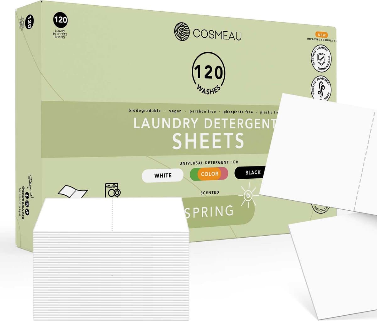 Cosmeau G6 Wasmiddel Wasstrips 100 5-Enzymen Wasbeurten Lentefris - Wasvellen - Wasmiddeldoekjes - Detergent Sheets - Bamboozy — afbeelding 1