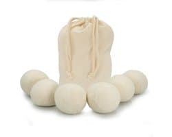 Intirilife 6-delige set Wasdrogerballen van 7 cm diameter witte katoenen - Om de droogtijd te verminderen elektriciteitsverbruik slijtage en kreukels